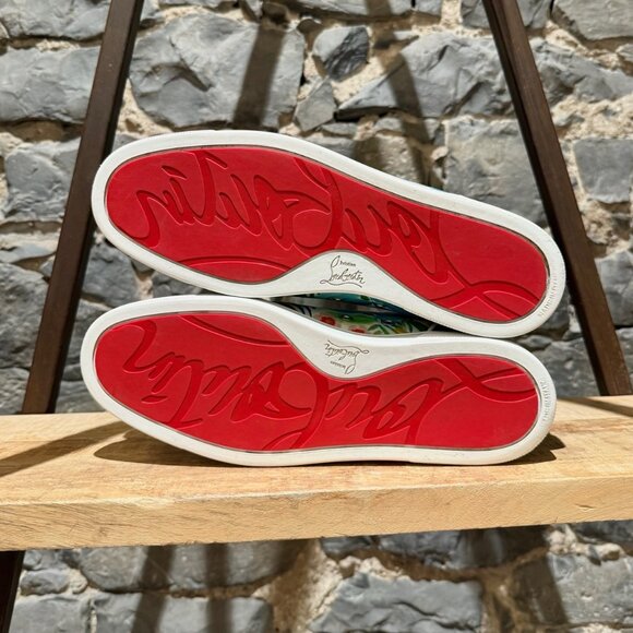 Christian Louboutin White Floral Satin Louis Junior Low-top Sneakers - Picture 7 of 14